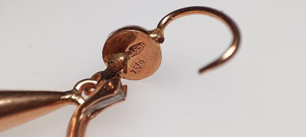 Hochwertige lange 750 Gold 18k Vintage Tropfen Ohrringe – Bild 7